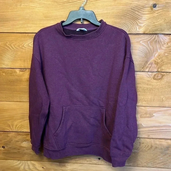 Danskin women’s crew neck‎ Sweatshirt large front pocket purple warm workout - Picture 1 of 7